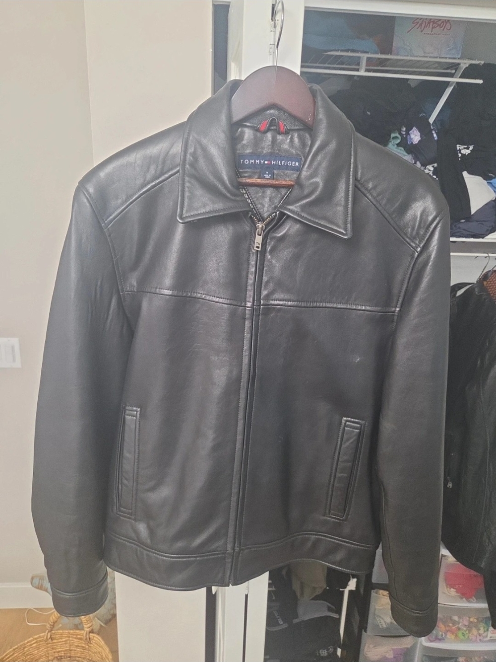 Tommy Hilfiger Men’s Black Leather Zip Jacket